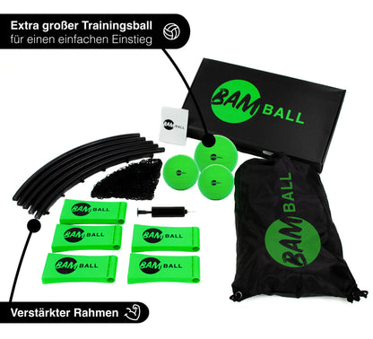 bamball® Roundnet-Set – 3 Bälle, Pumpe & verstärkte Rahmenteile