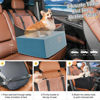 INDYBUD Hunde Autositz Sitzerhöhung – Mittel Schwarz Braun