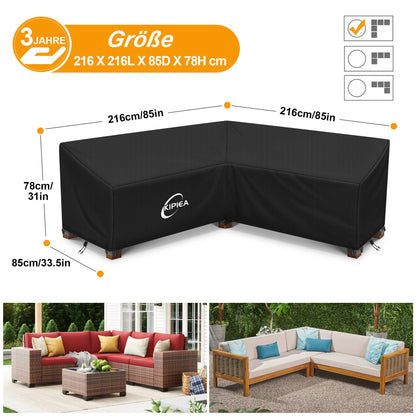 Kipiea Abdeckung Loungemöbel L-Form wasserdicht 216x216x85x78 cm