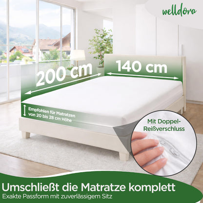 Welldora Milbenbezug Matratze 140x200x28 cm – Allergiker Encasing