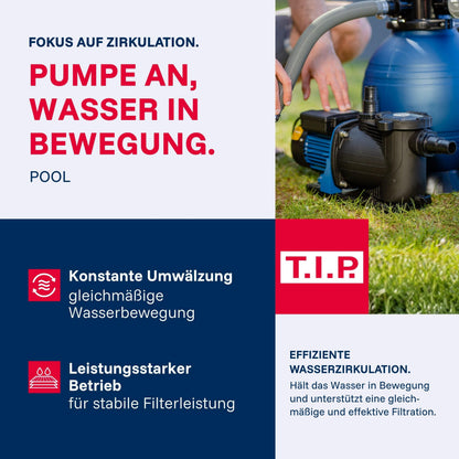 T.I.P. SPP 600 FT Poolpumpe mit Timer, 13.000 l/h, selbstansaugend