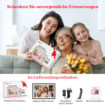 WONNIE Frameo Digitaler Bilderrahmen 10,1 Zoll WLAN mit Touchscreen