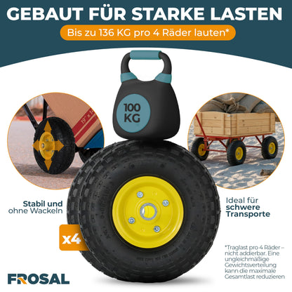 FROSAL PU-Ersatzräder 4.10/3.50-4, 4er-Set, pannensicher, Stahlfelge