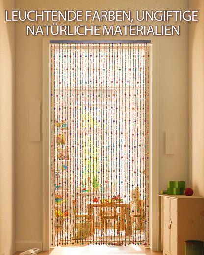 Ezcasch Perlenvorhang aus Bambus, Türvorhang 90x200 cm, 38 Stränge