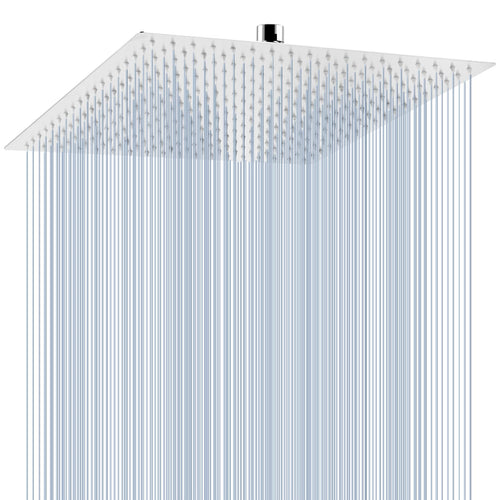Voolan Regenbrause Quadrat 40.5cm Edelstahl Chrom. Quadratische, chromfarbene Kopfbrause aus Edelstahl für ein Duscherlebnis im Regenstild.