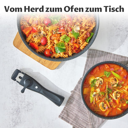 BEZIA Induktions Pfannen Set - Abnehmbare Griffe Antihaft