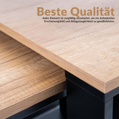 LEHMANN Couchtisch 2er Set LHOTS, Beistelltisch aus Holz, schwarz