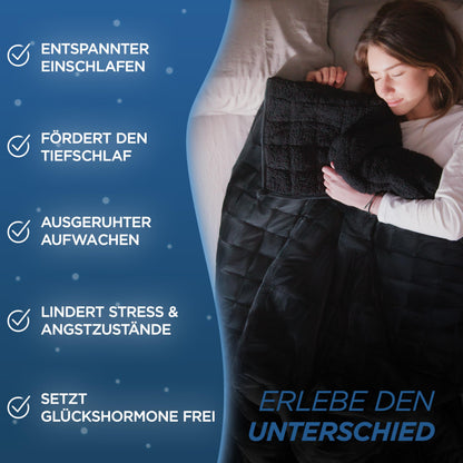 Samthus Gewichtsdecke Sherpa Fleece 135x200cm 8kg - Schwarz