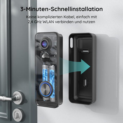 BOIFUN J7 2K WLAN Video-Türklingel mit Kamera und 180° Sichtfeld