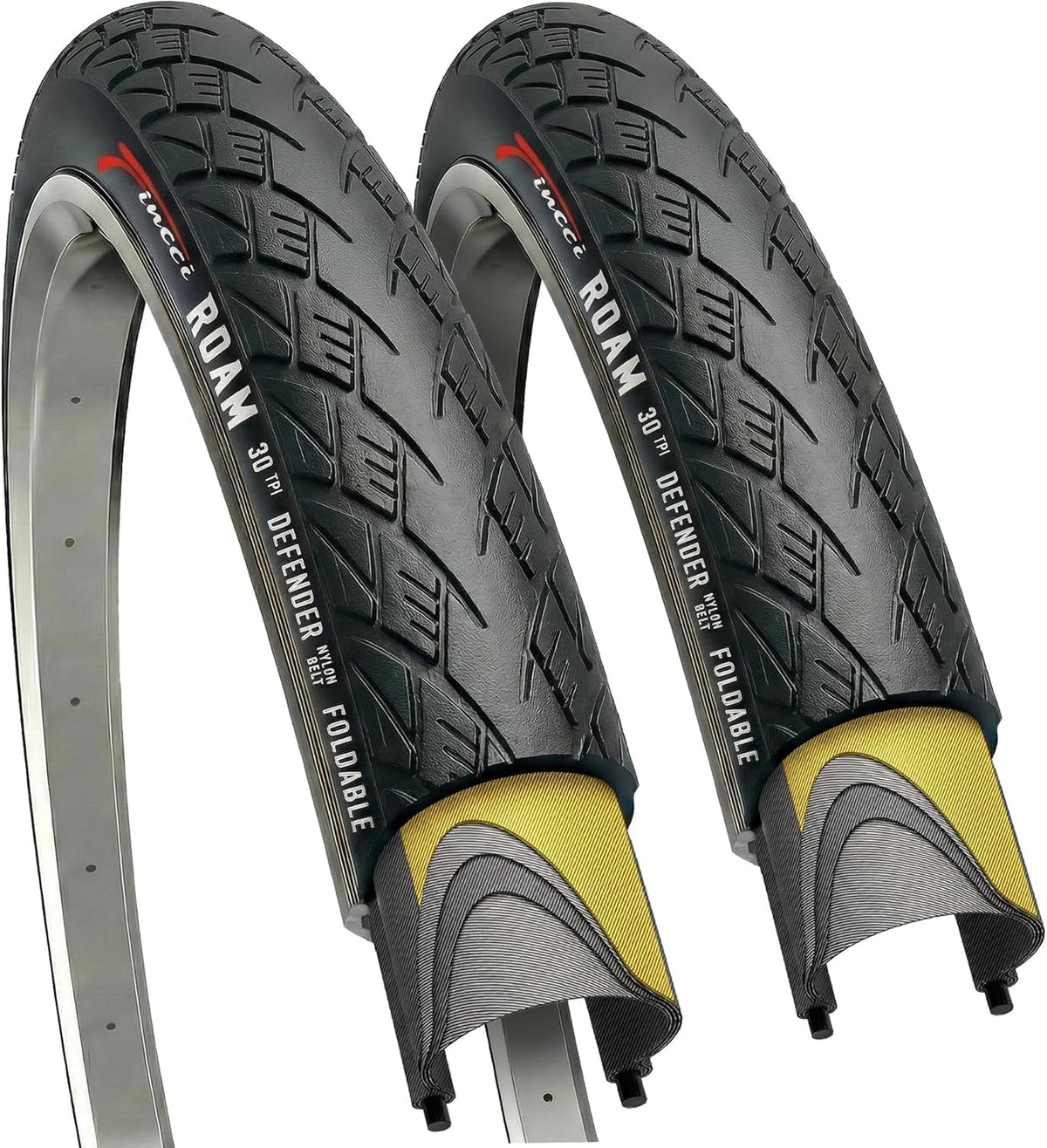 Fincci Fahrradreifen 28 Zoll 700x32c mit Kevlar-Pannenschutz, 2er-Set, schwarz