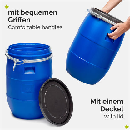 Garronda Weithalsfass 60 Liter HDPE Regenfass blau GD-0078