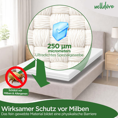 Welldora Milbenbezug Topper 180x200 cm, Encasing mit Reissverschluss