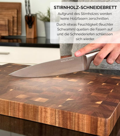 Waldland Schneidebrett Akazienholz Stirnholz mit Saftrille 40x30 cm