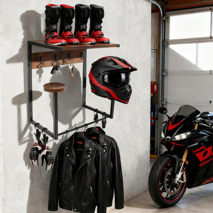 GHWMYD Helmhalterung Wand mit Ablage, Motorradgarderobe