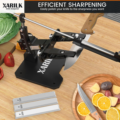 XARILK Messerschärfer Kit Aluminium Profi - 3 Diamantplatten Silber