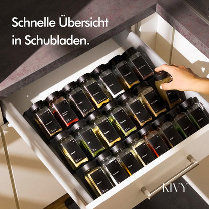 KIVY Gewürzregal Schubladen Organizer – 24 Gläser, verstellbar