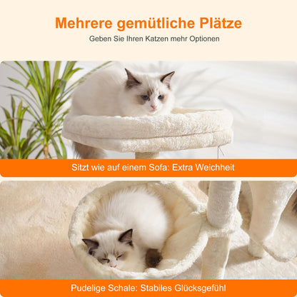 Heybly Kratzbaum HCT005SM mit Katzenbürste und Korb, Beige