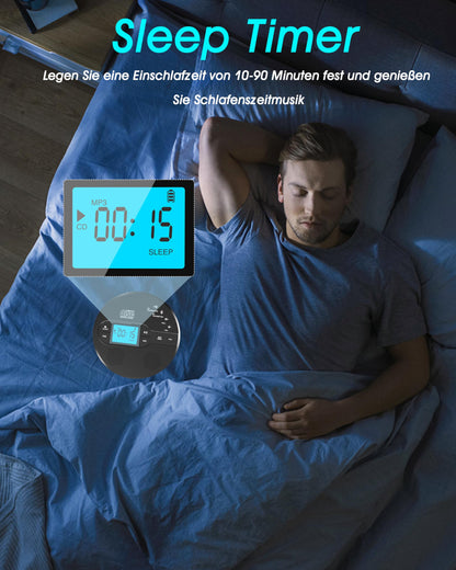 Greadio CD-35 Tragbarer CD-Player mit Bluetooth und FM-Transmitter
