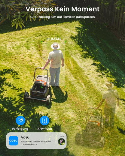 aosu C9L 2K Solar Überwachungskamera aussen mit Akku, 360° WLAN