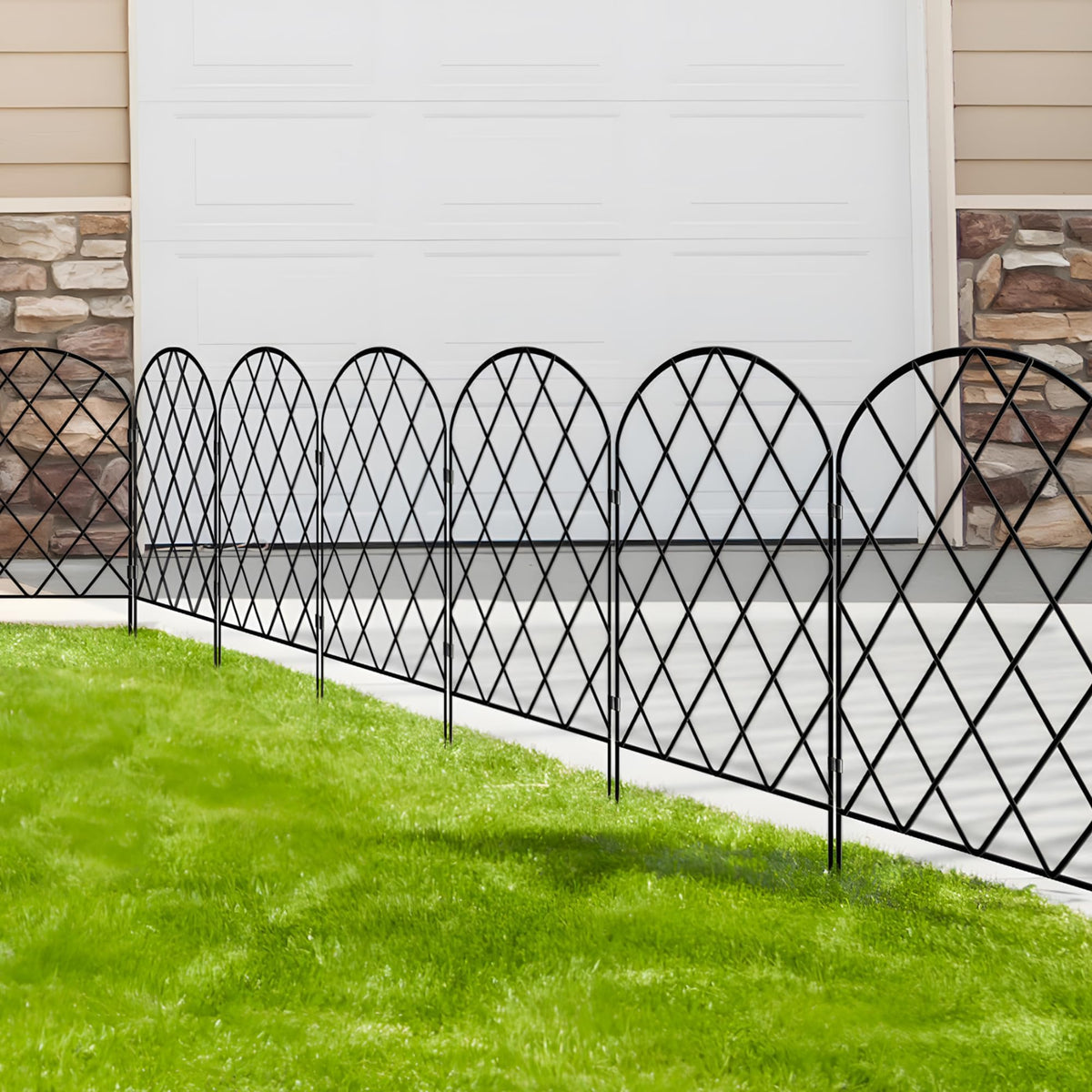 Thealyn Mobiler Gartenzaun Metall 61cm H - 25 Paneele: 25 Metallpaneele zur flexiblen Beet-/Gartenabgrenzung.