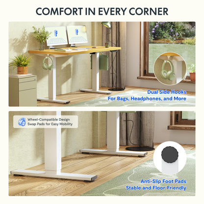 FLEXISPOT Höhenverstellbarer Schreibtisch 140x80cm - Ahorn/Weiss