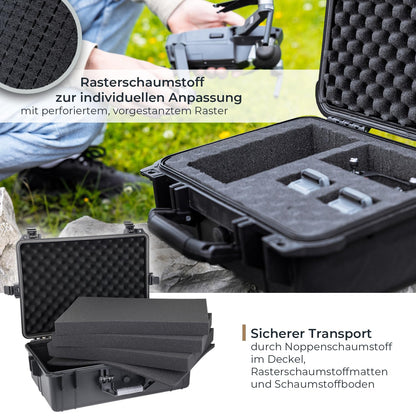 HMF ODK100 Outdoor-Fotokoffer, Transportkoffer mit Rasterschaumstoff