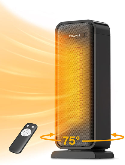 PELONIS Keramik Heizlüfter 2000 W mit Thermostat und 12-Stunden-Timer als Turmheizung mit LED-Anzeige