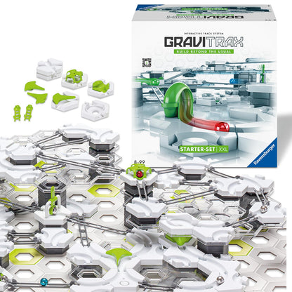 Ravensburger GraviTrax Starter-Set XXL Kugelbahn - 22416. Modulare Bauteile (grau/weiß/blau) mit Metallkugeln. Baut dynamische Bahnen.