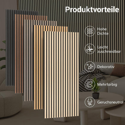 TONOR Akustikpaneele Holz Eiche, 4er Set Wandpaneele 120 x 60 cm