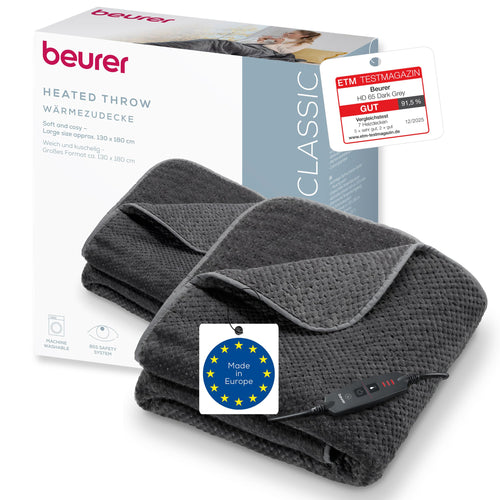 Beurer HD 65 Heizdecke, 3 Temperaturstufen, Abschaltautomatik, grau