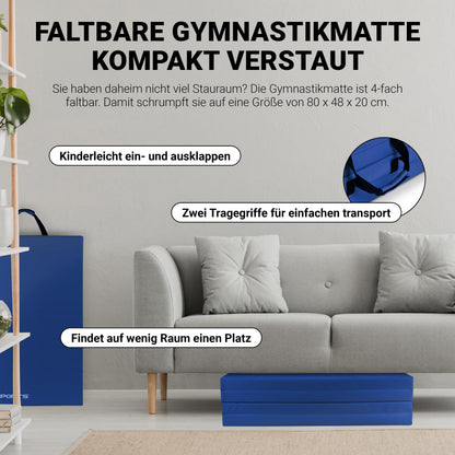 MSPORTS Turnmatte Premium klappbar – Blau 190x80x5 cm