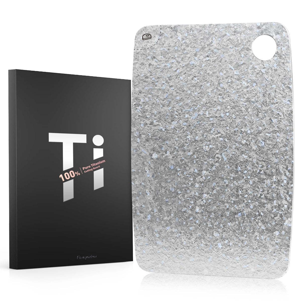 FINEYORKER Titan Schneidebrett 20 x 30 cm, doppelseitig, BPA-frei – rechteckige Platte aus Titan