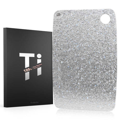 FINEYORKER Titan Schneidebrett 20 x 30 cm, doppelseitig, BPA-frei – rechteckige Platte aus Titan