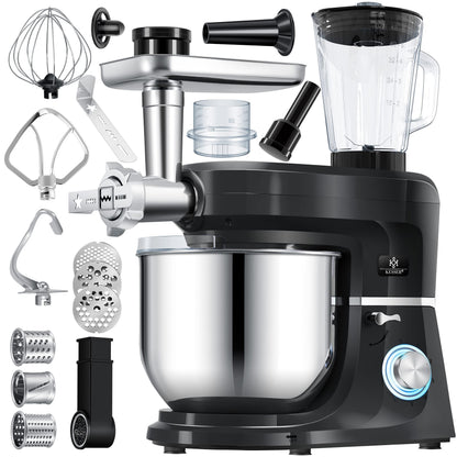 KESSER K-KM 3000 3-in-1 Küchenmaschine Fleischwolf 5.5L. Maschine mit Rührschüssel und Planetenrührwerk zum Kneten und Mahlen.
