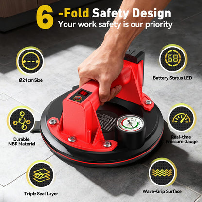 TaskStar Akku Saugheber DX01-2 im 2er Set, 250 kg, LCD-Display