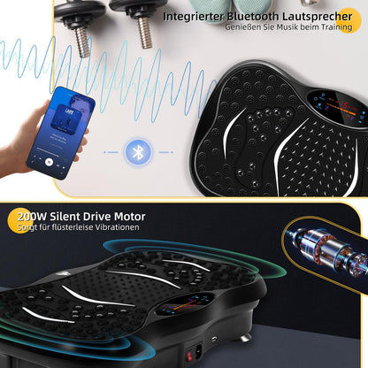 EVOLAND Vibrationsplatte 3D E1209 mit Bluetooth und Widerstandsbändern