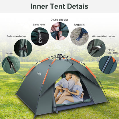 Amflip Pop Up Kuppelzelt Campingzelt - 2 Mann 4 Jahreszeiten
