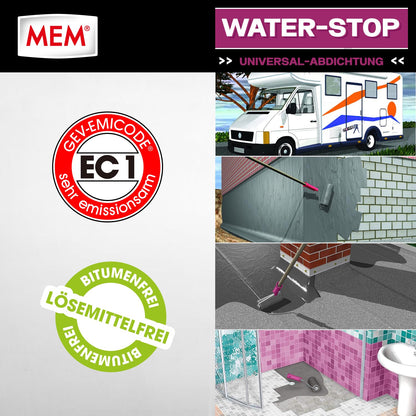 MEM Water Stop Universalabdichtung Feuchtigkeitssperre 6 kg Grau