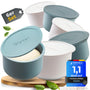 Teigbar Pizzaballen Teigbox 6er Set Silikon – Blau/Weiss Ø13cm: Sechs runde Gärbehälter für Pizzateigportionen.