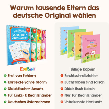 Edubini Magische Vorschule Übungshefte 6er Set mit Stift, ab 5 Jahren