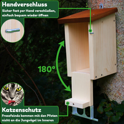 ERDENFREUND Nistkasten Rotkehlchen, räubersicher, Nischenbrüter