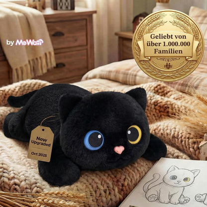 Mewaii Gewichtskuscheltier Schwarze Katze mit Wärmekissen, 2,3 kg