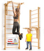 gurkler Sprossenwand mit Klimmzugstange und Dip Extension aus Buche und Kiefer