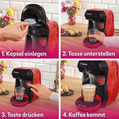Bosch Tassimo Happy Friendly TAS103E Kapselmaschine rot/schwarz