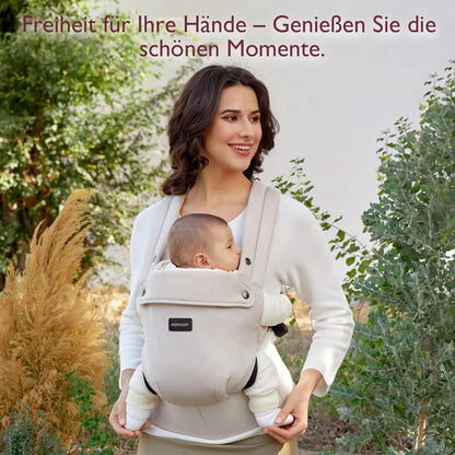 Momcozy Babytrage aus 100% Baumwolle, ergonomisch, Khaki, 3,2-20 kg