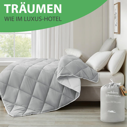 Welldora OPTICLIMA Allergiker Bettdecke 155x220 Winter Silbergrau