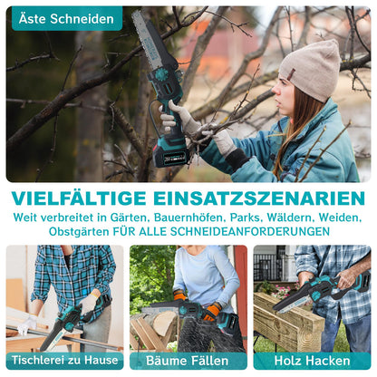 Homerays Mini Kettensäge mit Akku, 8 & 6 Zoll, bürstenloser Motor