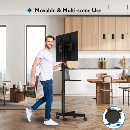 BONTEC Mobiler TV Ständer rollbar für 23-60 Zoll Fernseher bis 25 kg
