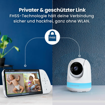 Babysense Babyphone mit 2 Kameras, Full HD Split-Screen, Nachtlicht