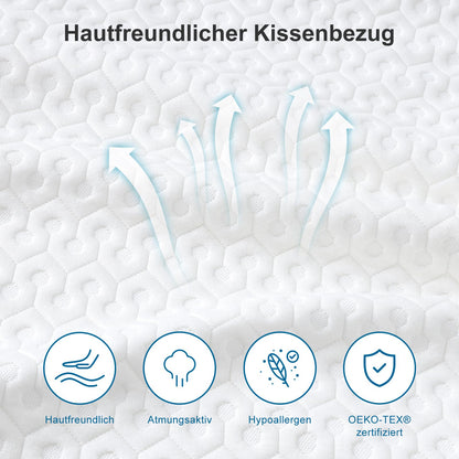 BedStory Gel Memory Foam Kopfkissen 60x40 cm für Seitenschläfer